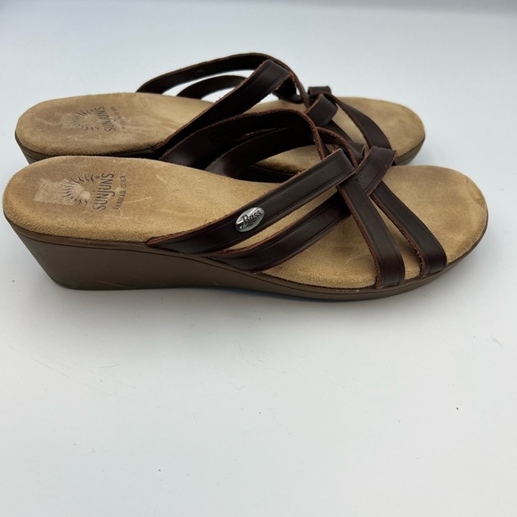 Bass Vintage Women's Brown‎ Wedge Sandals Sunjuns - Picture 4 of 7